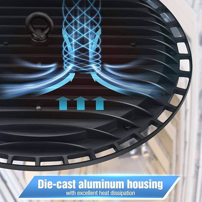 6 Pack 200W UFO Led High Bay Light Fixture,120VAC,30800LM,5000K Daylight Commercial Shop Bay Lighting,[850W MH/HPS Equiv.] US Plug Area Lighting for Warehouse/Barn/Gym/Factory/Workshop