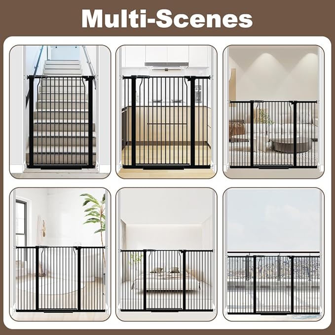 41" Extra Tall and Wide Pet Gate, 71.3-76.7 in Baby Gates with Door for Doorways Hallways, Walk Thru Large Dog Gate Indoor, Auto Close Long Child Safety Gates for Kids Puppy Doggie, Black