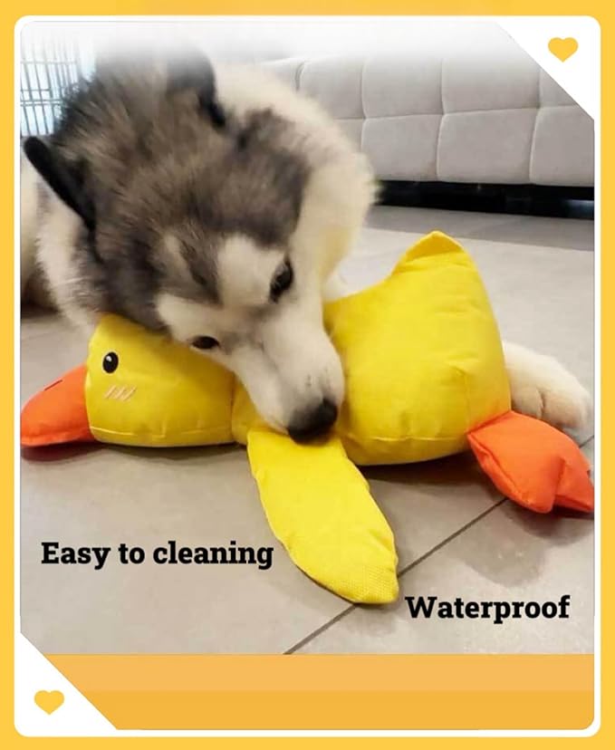 2025 Upgraded Mellow Dog Calming Duck Toy,Quack Yellow Stuffed Duck Dog Toy with Carrot,Interactive Chew Toy for Dogs Indoor Puppy (Oxfordcloth Yellow)