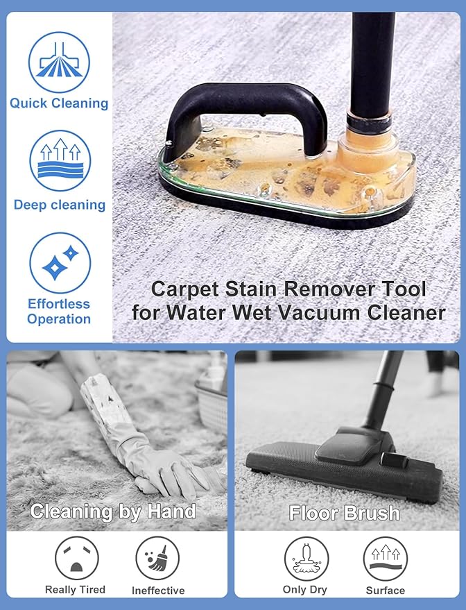 Handheld Sub Surface Carpet Extractor Cleaner Stain Remover Tool Attachments for Water Wet Dry Vacuum Machine, Deep Cleaning Rug Shampooer Solution for Pets Dogs