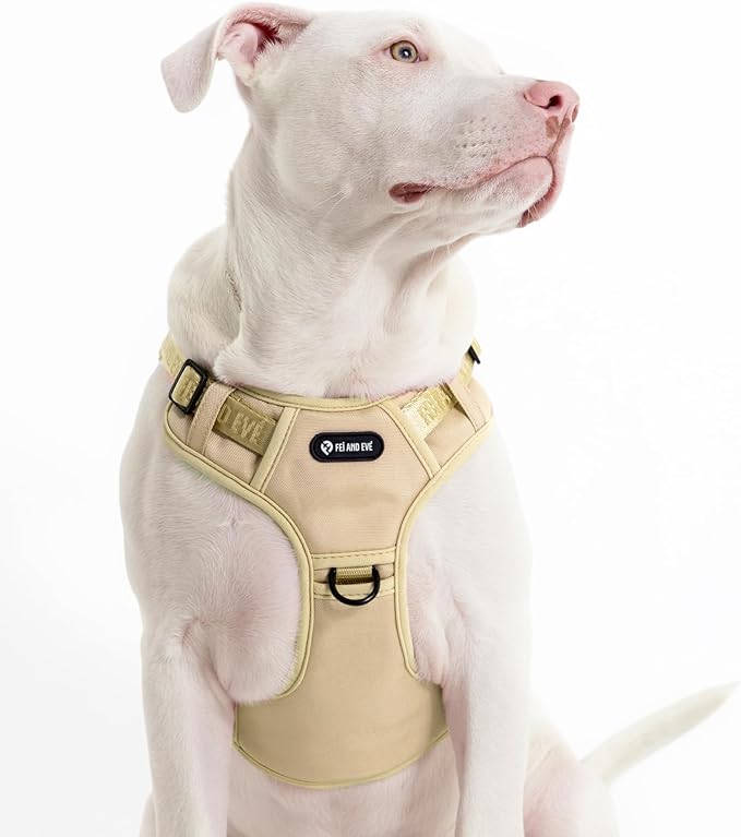 2025 New Edition, Fei & Eve Classic Dog Harness - Quick-Release Buckles | 3-Point No-Pull Control | Heavy-Duty 900D Nylon | Dual Safety Handles | Breathable Mesh | Adjustable Fit | X-Large,Champagne