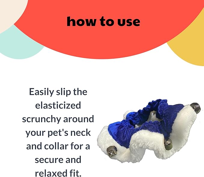 Huxley & Kent Ruff Pet Scrunchy | Hanukkah (Extra-Small) | Festive Christmas/Holiday Neckwear for Dogs/Cats | Fun Stretchable Costume Accessory | Soft Collar with Bells