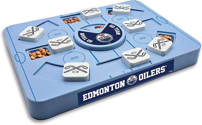 Pets First NHL Edmonton Oilers Large Puzzle Toy, New Size, Interactive Dog Treat & Slow Feeding Toy