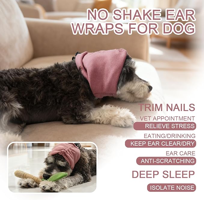 Ear Muffs for Dogs,Warm Winter Head Wrap Calming Hoodie,No Shake Anxiety Relief Pet Covers Ear Noise Protection Vest for Dogs Thunder Fireworks,Vet Visits,Grooming(Reddish Brown,M)