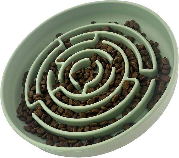 Pet Puzzle Bowl, 2 Cups Silicone Slow Feeder Dog Cat Bowl with Suction Cups, Non Slip Puzzle Bottle Lick Mat for Boredom and Anxiety Reduce,Preventing Choking, Dishwasher Safe (Green)