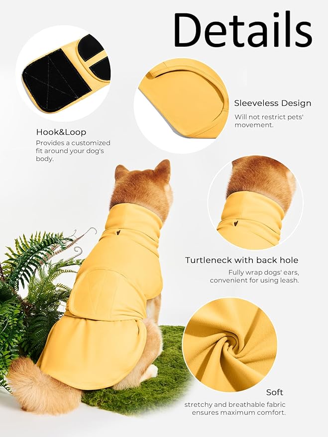 Dog Anxiety Calming Vest Adjustable Turtleneck Thunder Shirt Jacket for Fireworks, Separation, Vet Visits, Pet Hoodie for Large Medium Dogs