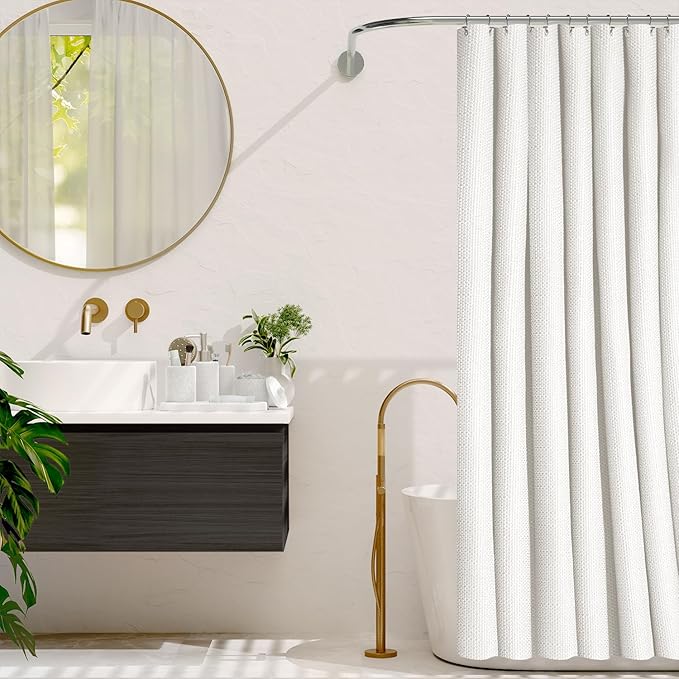Clara Clark Bathroom Set - White Bathroom Accessories Set, 24PC Bathroom Accessory Set, Bathroom Sets with Shower Curtain Set, Adhesive Corner Shower Caddy Hanging & Soap Dispenser