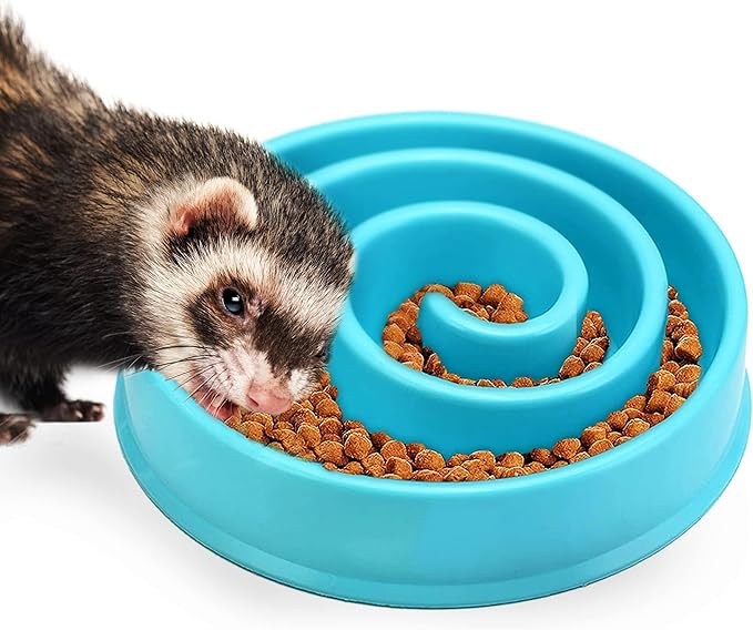 SunGrow Dog Slow Feed Bowl, Spiral Design Encourages Slow Eating, Interactive, 8”, Non-Slip Base, Portion Control, Blue, 1pc