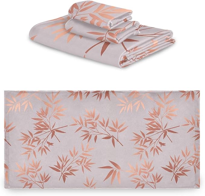 Pfrewn Pink Gold Branches Towels Set of 3 Rose Golden Leaves Art Bathroom Towel Soft Absorbent Bath Hand Towels Washcloth Guest Towel Sets Bathroom Decorations