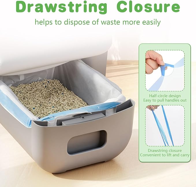 120 Count Cat Litter Box Liners for Self Cleaning Litter Box, Extra Thick Heavy Duty Cat Litter Bags Replacement, 24.8" x 11.8" 3-4 Gallons of Capacity, Blue