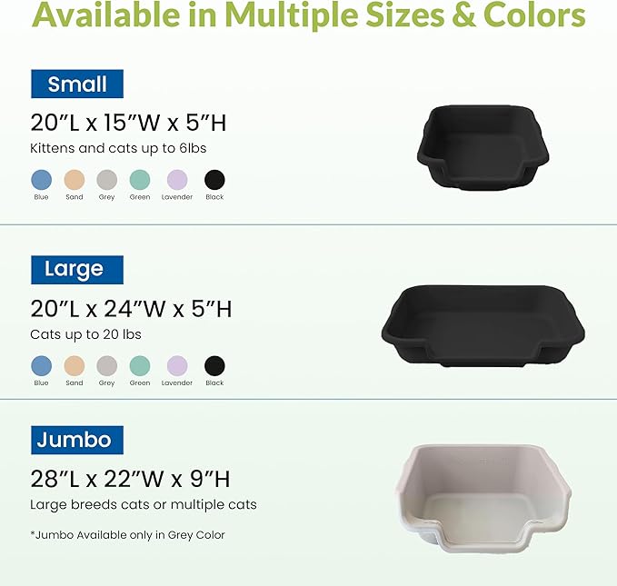 KittyGoHere Senior Cat Litter Box, Small Litter pan, Open Top Low Entrance Kitty Litter Box, Lightweight Low Entry Litters Box, Durable, Made in USA (2 Pack - Black)