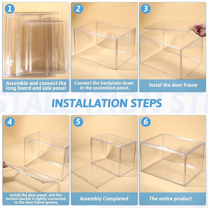 Stackable Display Storage Box with Magnetic Door, Clear Acrylic Display Case, Dustproof Book & Cosmetic Display Cases, Hobby Display Cases for Large Figures Collectibles, Luxury Bags, Sports Shoes
