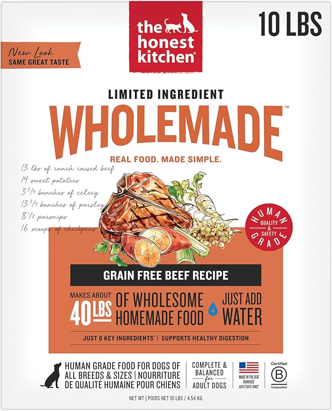 The Honest Kitchen Wholemade™ Limited Ingredient Beef Dehydrated Dog Food, 10 lb Box