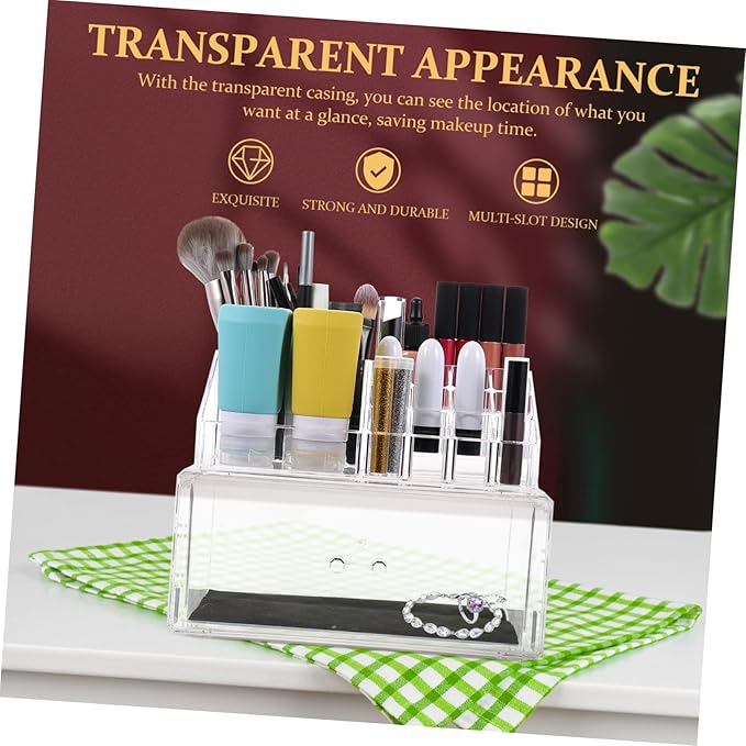 Angoily Makeup Storage Organizer Box Acrylic Case Organizer Cosmetic Storage Case Display Lipstick Foundation Organizer