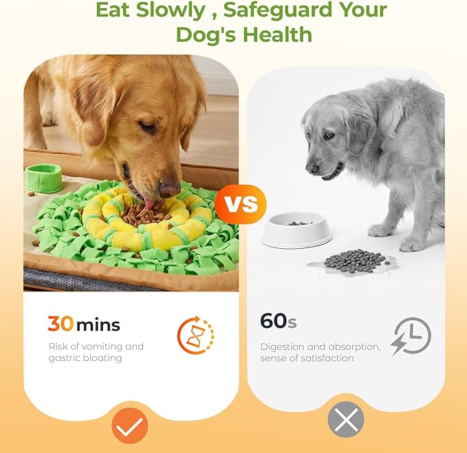 2IN1 Dog Bed Mat&Snuffle Mat for Dogs Large Breed, 28.3''x28.3'' Interactive Puzzle Dog Food Mat, Easy to Clean, Durable, Mental Stimulation & Slow Feeding Game for All Breeds