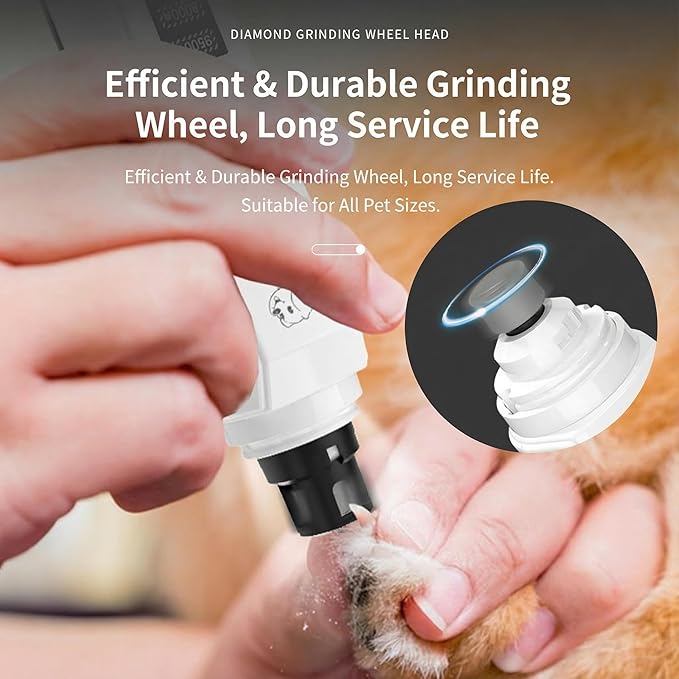 Silent Groom pro Nail Grinder, 2026 New Nail Grinder with 3 Adjustable Speeds & Led Light, Painless Paws Grooming for Small Medium Large Dogs & Cats (1+2*Replacement Head)