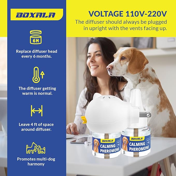 Dog Pheromones Calming Diffuser: Dog Calming Diffuser - Advanced Kit Appeasing Pheromone Diffuser for Dogs - Anxiety Relief for Dogs - Reduce Barking Aggression Fighting Stress - 2 Pack 45ml Refill
