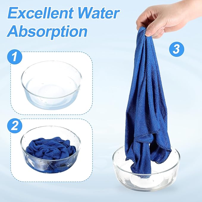 HARFINGTON 4 Pack Microfiber Cleaning Cloth, 28" x 12" Multi-Functional Cleaning Towels Reusable Absorbent Rags for Car Wash Kitchen Household Window Clean, Sapphire Blue