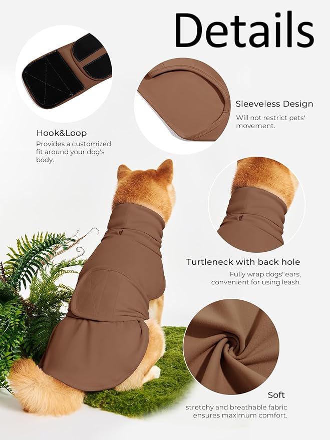 Dog Anxiety Calming Vest Adjustable Turtleneck Thunder Shirt Jacket for Fireworks, Separation, Vet Visits, Pet Hoodie for Large Medium Dogs