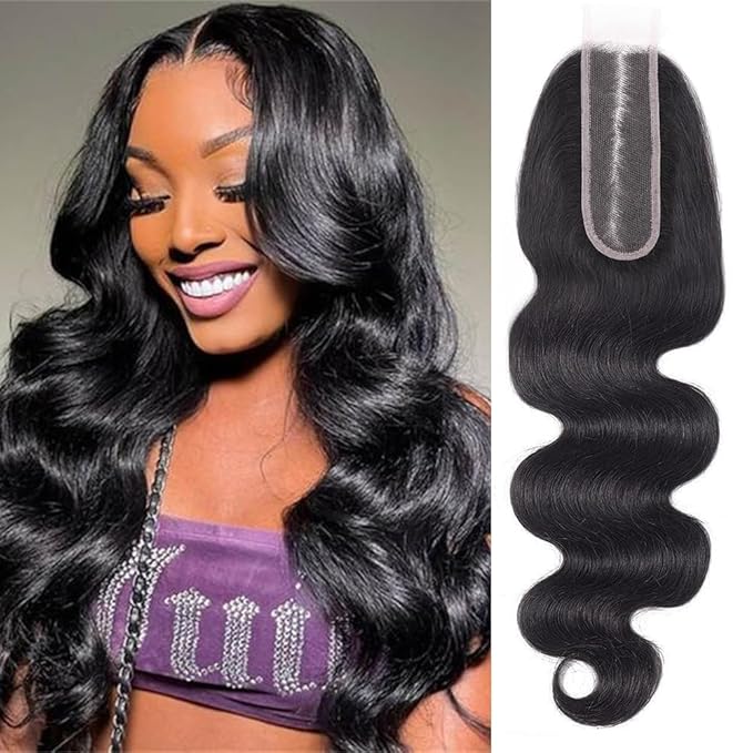 Selina Lace Closure 10 Inch Brazilian Body Wave Closure Free Part 2x6 Lace Closure Unprocessed Human Hair Natural Black Color Virgin Human Hair (2X6 Body, 10“Body)