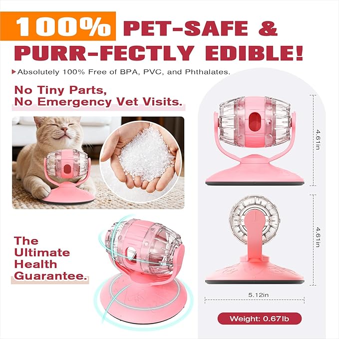 Rotating Interactive Cat Treat Dispenser Toy - Slow Feeder Puzzle for Indoor Cats-red