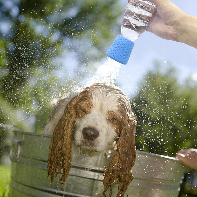 Portable Outdoor Water Bottle Shower Head Leakproof Hand & Pet Cleaning Tool for Camping Hiking Picnics Travel Lightweight Silicone Orange