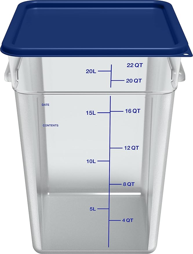Carlisle FoodService Products Squares Square Food Storage Container with Stackable Design for Catering, Buffets, Restaurants, Polycarbonate (Pc), 22 Quarts, Clear