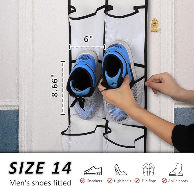 2PK 12 Large Pockets Over Door Hanging Shoe Organizer