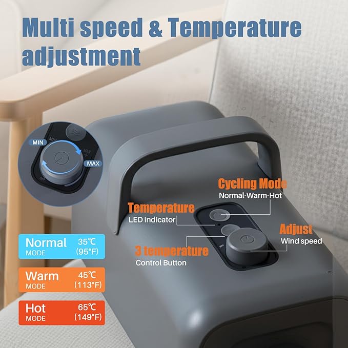 Dog Hair Dryer, Grooming Heat 1550W High Velocity Pet Blow Dryer, Speed Temperature Adjustable Dog Blower Grooming Dryer with 4 Nozzles