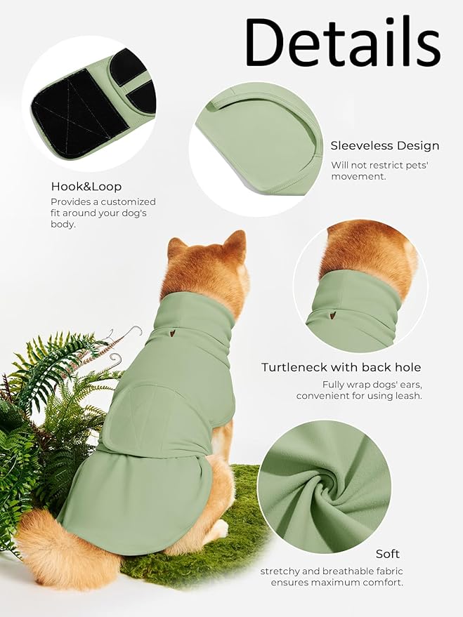 Dog Anxiety Calming Vest Adjustable Turtleneck Thunder Shirt Jacket for Fireworks, Separation, Vet Visits, Pet Hoodie for Large Medium Dogs