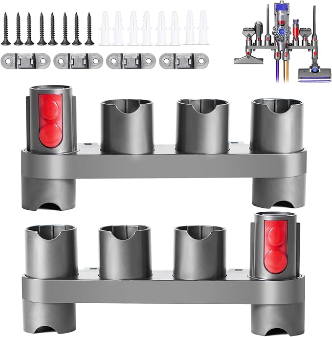 keluke Premium Accessory Holders for Dyson Vacuum Cleaners - Wall Mount and Docking Station Organizer for Dyson V15 V7 V8 V10 V11 Model, with 10 Storage Adapters (2 Pack)