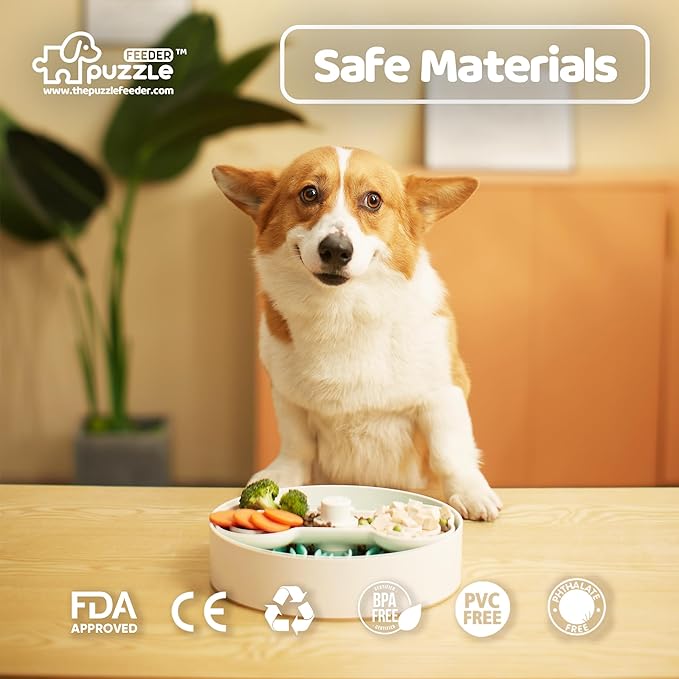 Puzzle Feeder Green Dog Bowl & Accessories, Slow Feeder Bowls for Dry, Wet, and Raw Food, Puzzle Food Bowls for Large Dogs