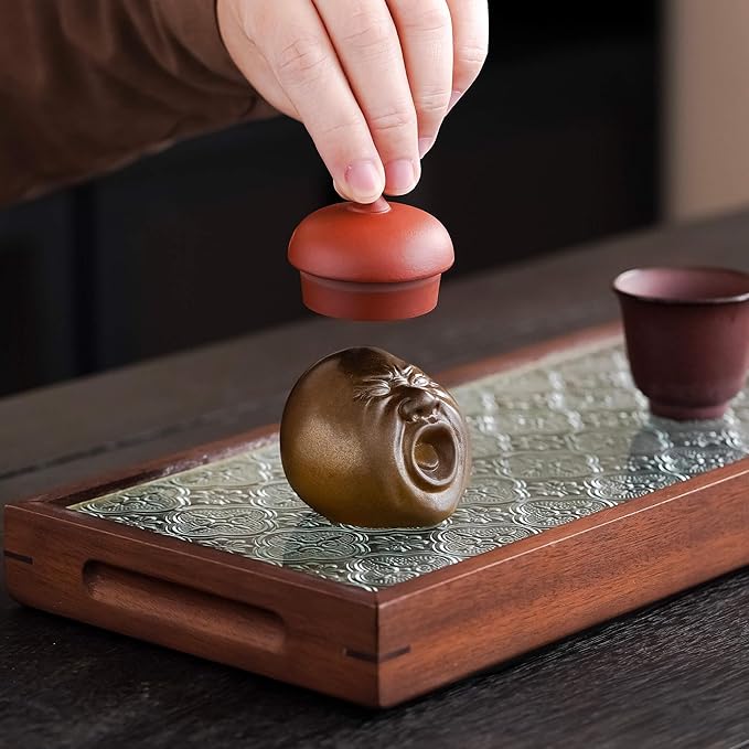 Color Changing Tea Pet, Tea Set Accessories Traditional Gongfu Tea Set Accessory, for Tea Lover Friends (yawn-Golden)