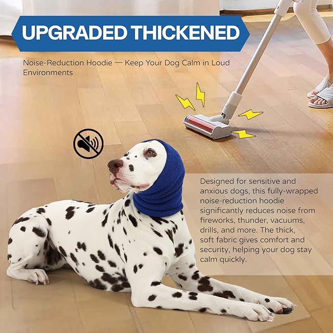 Dog & Cat Calming Hoodie – Soft Double-Layer Ear and Neck Cover for Anxiety Relief & Noise Protection, Elastic Pet Head Wrap for Grooming, Bath, Drying & Fireworks