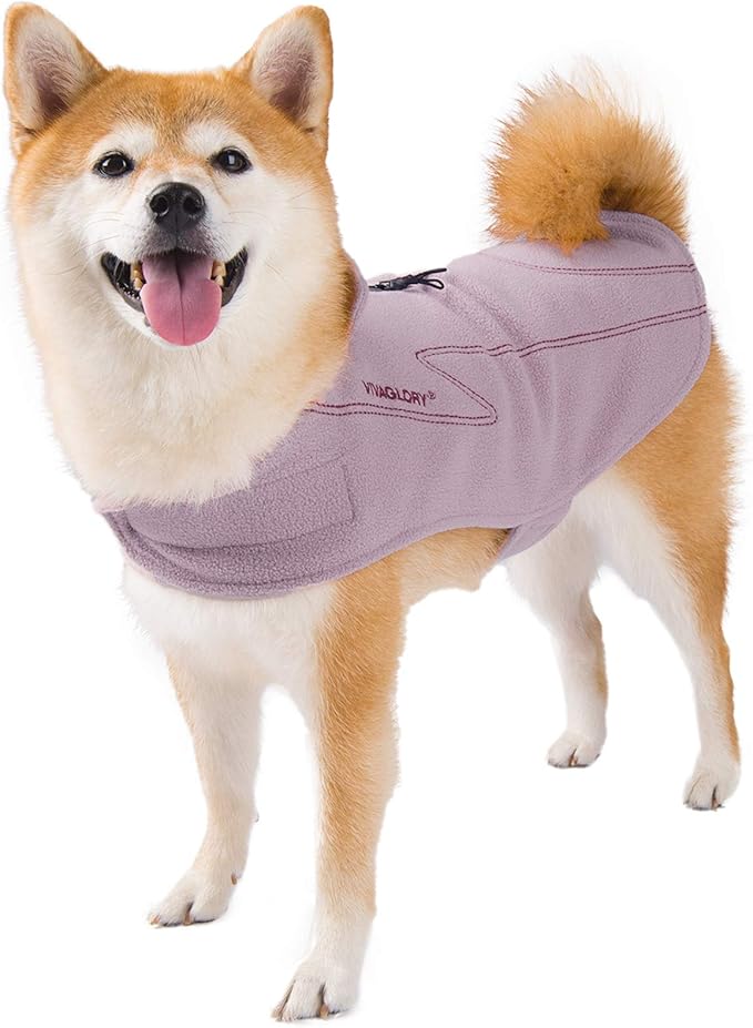 VIVAGLORY Dog Fleece Coat Warm Jacket with Hook and Loop Fastener, Easy to Take on and Off, Winter Vest Sweater for Small Medium Large Dogs Puppy Windproof Clothes for Cold Weather, Pink, XS