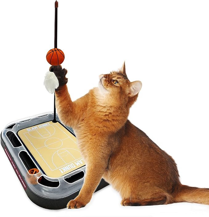 Cat Scratch Toy NCAA Mississippi State Bulldogs Reversible Basketball Court Felt/Cardboard Cat Scratcher Toy. Interactive Cat Ball Bell. 6-in-1 CAT Toy: Cat Wand Poll Catnip-Filled Plush Basketball