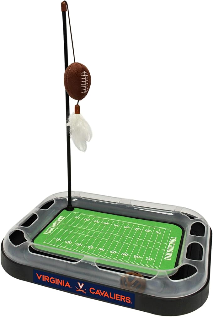 Pets First CAT Scratcher & Plush Football Toy with Catnip, Feather & Jingle Bell Interactive Ball - 5-in-1 Kitty Toy