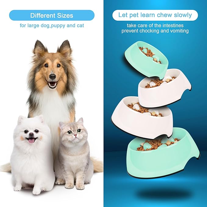 Super Design Slow Feeder Bowls, 2 Cups Slow Feeding Dog Bowl Large Breed Bottom Anti Slip Heavy That Won't Move Easy to Eat Dog Food Suitable for Large Dogs-L-Green