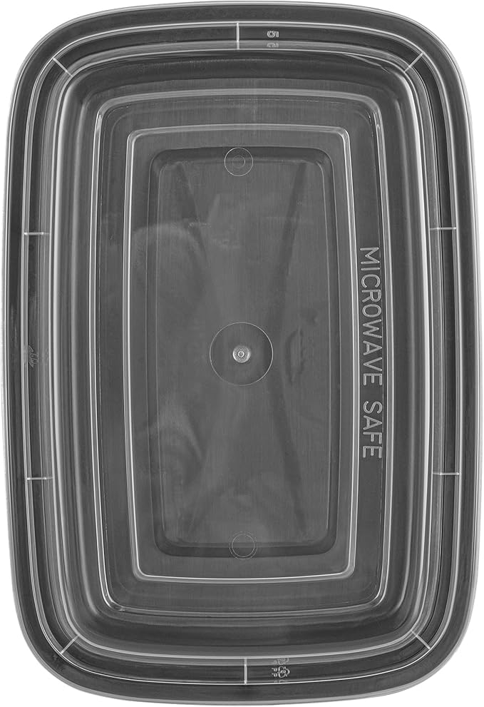 Restaurantware Plastic Food Container 50 Count 7.7 x 5.5 x 1.5 Inch 16 Oz Black Microwave-Safe Meal Prep To-Go Box With Clear Lid Plastic Storage Box For Hot And Cold Food