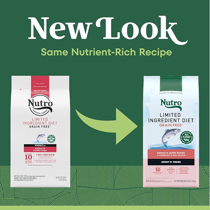 Nutro Limited Ingredient Diet Adult Dry Dog Food, Salmon & Lentils Recipe, 4 lbs.
