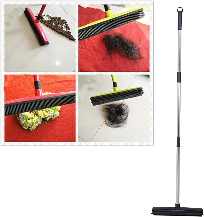 EBTOOLS Multifunction Telescopic Carpet Broom, Pet Hair Dust Removal Tool for Fluff Carpet, Hardwood Floor, Tile, Window, Daily Household (Black)
