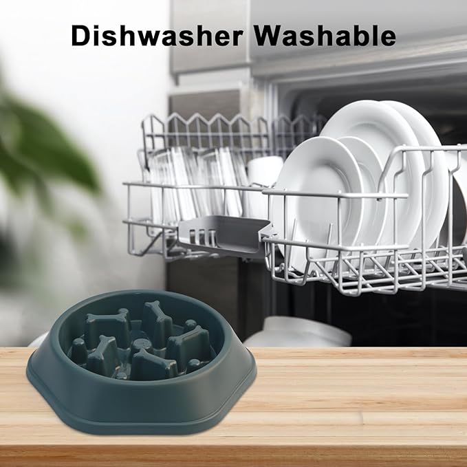Dog Slow Feeder Bowl for Small & Medium Breeds, Anti-Choking Puzzle Food Bowl, Non Slip Interactive Dog Feeder for Healthy Eating Habits, Dishwasher Washable (Green)