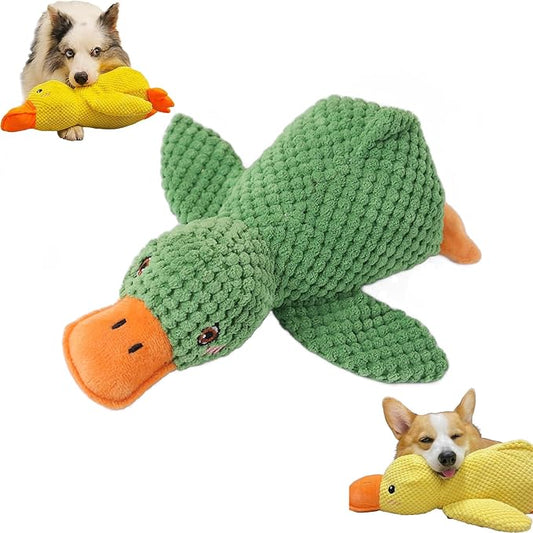 Calming Duck Toy for Dogs, The Dog Calming Duck, Dogs' Emotional Support Ducks, Yellow Stuffed Ducks Dog Chew Toys, Interactive Toys for Chewers(Green)