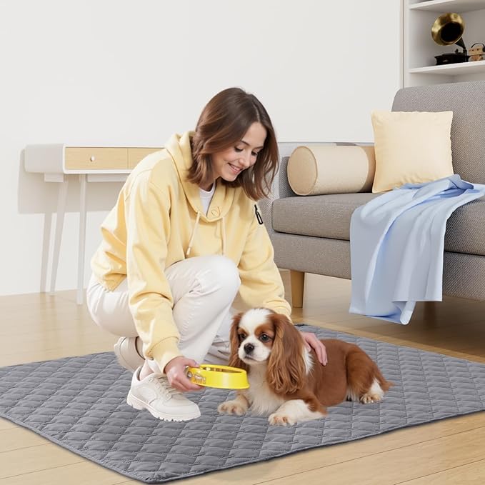 Smiry Waterproof Dog Bed Cover Blanket, Soft Reversible Pet Blanket, Washable Leakproof Cats Dogs Couch Cover for Sofa, Couch, Furniture, Plaid (40x50 Inch, Grey/Dark Grey)