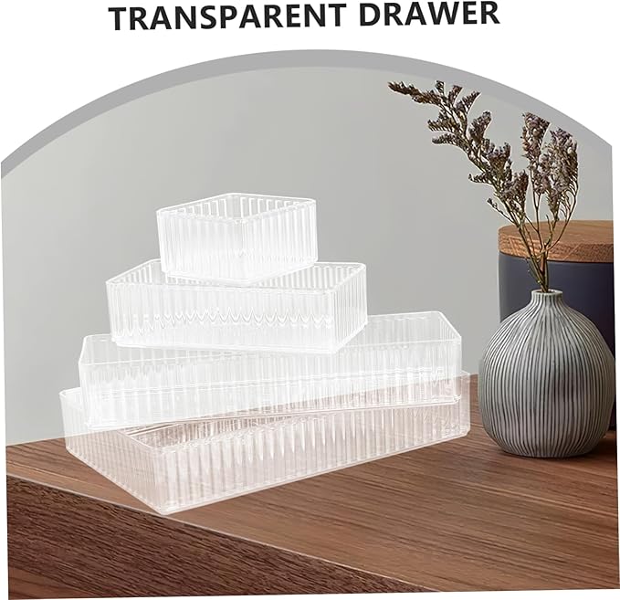 Angoily 18pcs Clear Acrylic Drawer Organizers Stackable Storage Bins for Desktop Office and Craft Supplies Multi-use Transparent Containers for Space-saving Organization