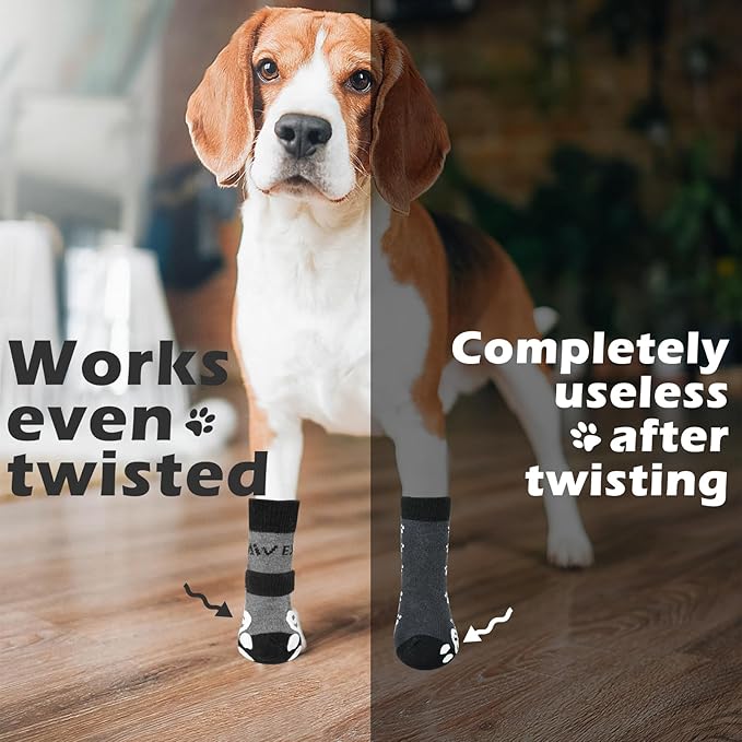 EXPAWLORER Double Side Anti-Slip Dog Socks with Adjustable Straps-Strong Grips Traction Control for Indoor on Hardwood Floor Wear,Best Paw Protector for Puppy Small Medium Large Dogs,X-large (6 Count)