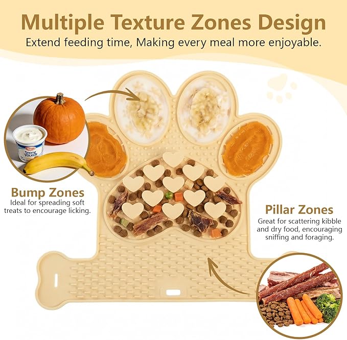 Licking Mat for Dogs & Cats, Slow Feeder Lick Pat, Anxiety Relief Dog Feeding Mat for Butter Yogurt Peanut, Yellow