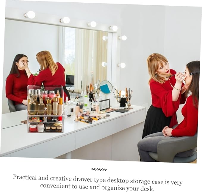 Acrylic Makeup Organizer Box Lid Dustproof Desktop Storage Case for Cosmetics 1-Piece Suitable for Dressing Tables and Bathrooms