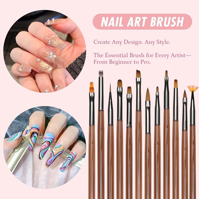 Nail Art Brushes for Gel Art Design Nail Art Pens Brushes Nail Art Tool Set IncludeNail Dotting Tools Dual-Head Pen Painting Set Liner Brush Nail Drawing Pen For Nail Design