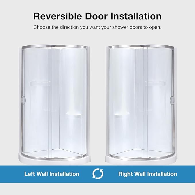 OVE Decors Breeze 34 in. Corner Shower Clear Sliding Door with Walls and Base in Chrome Finish